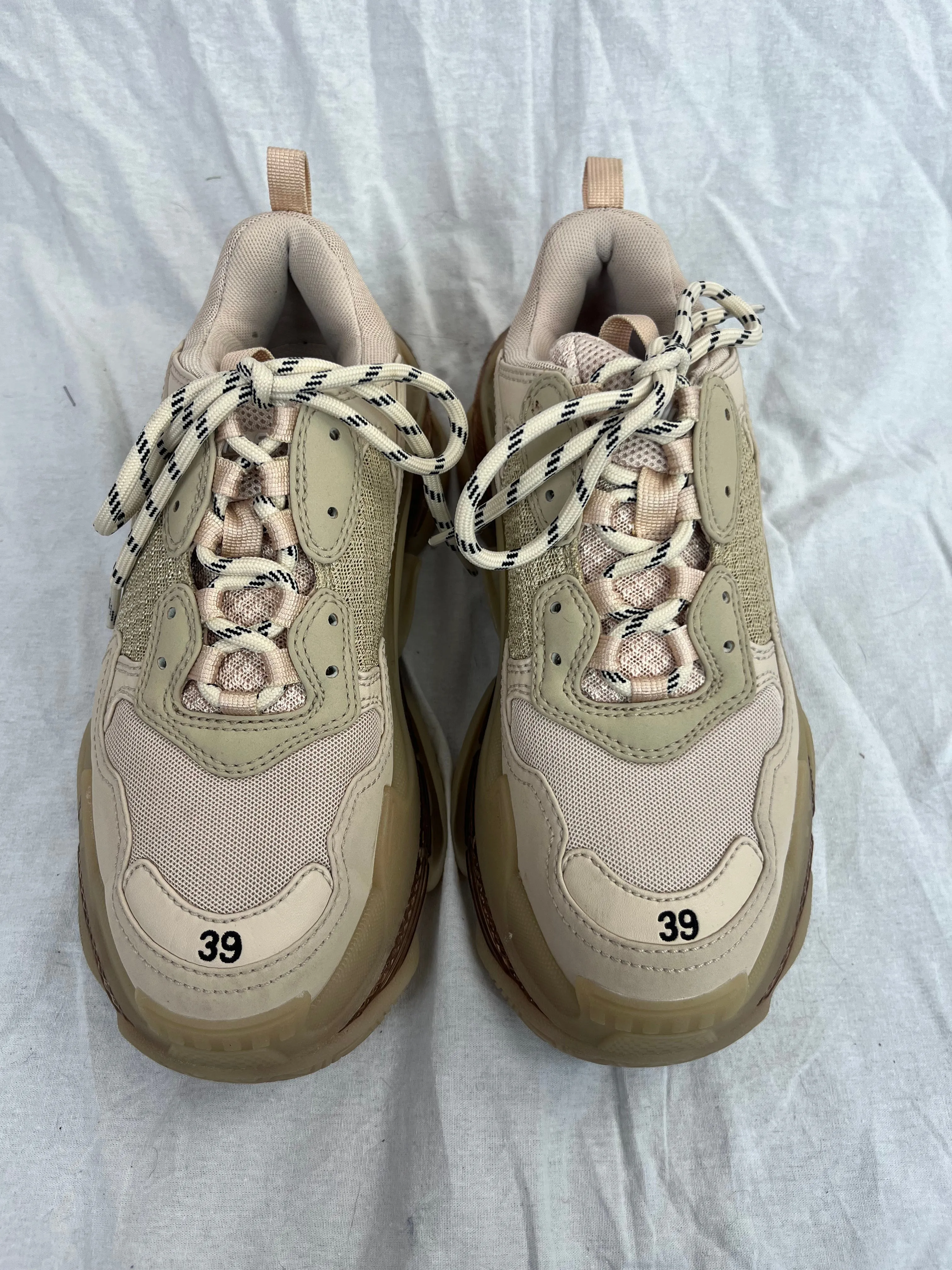 Balenciaga 825 Beige Triple S Clear Sole Trainers 39