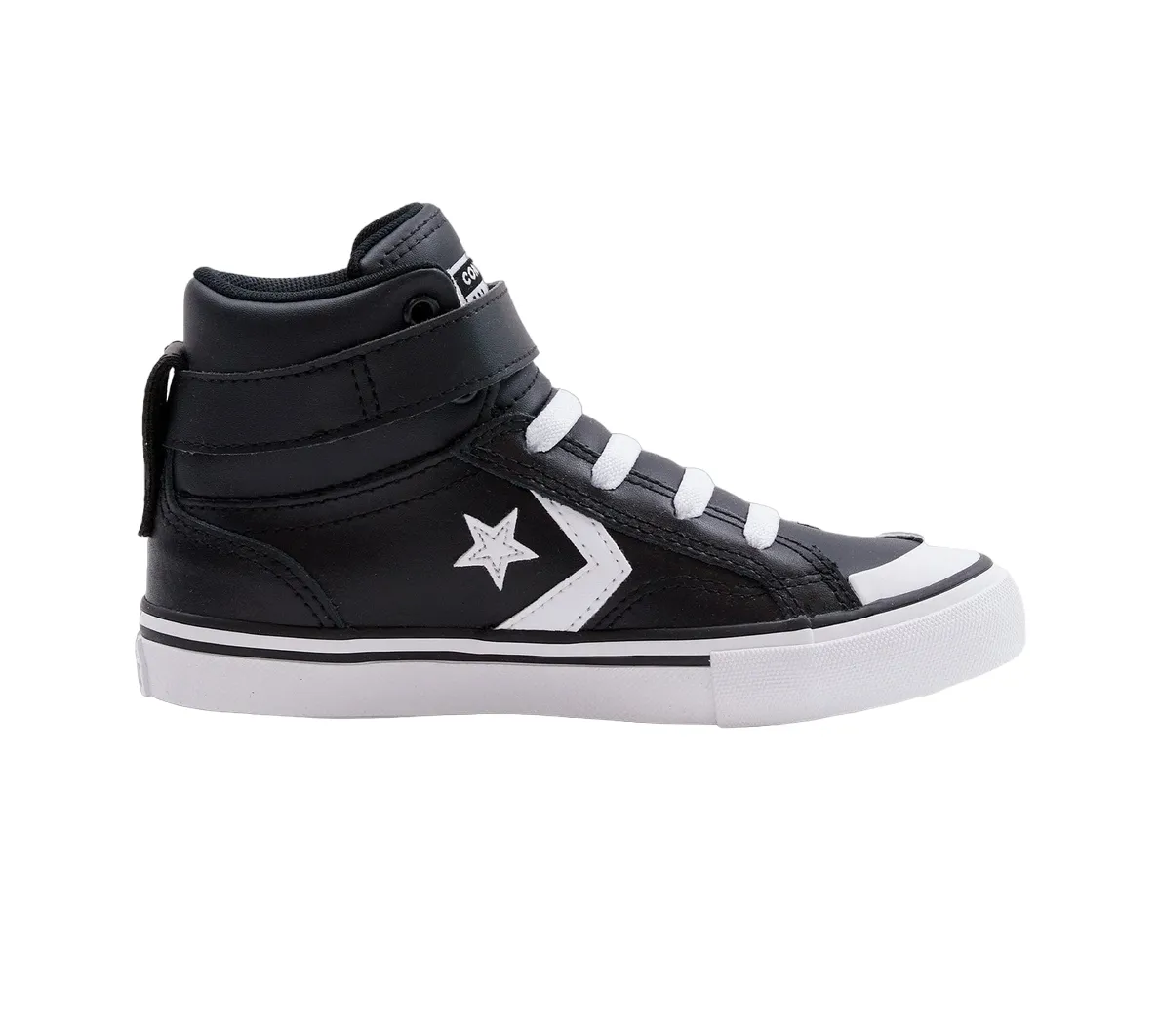 Converse high sneaker shoe with elastic lace and velcro for boys Pro Blaze A01074C black-white