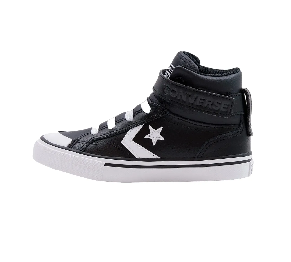 Converse high sneaker shoe with elastic lace and velcro for boys Pro Blaze A01074C black-white