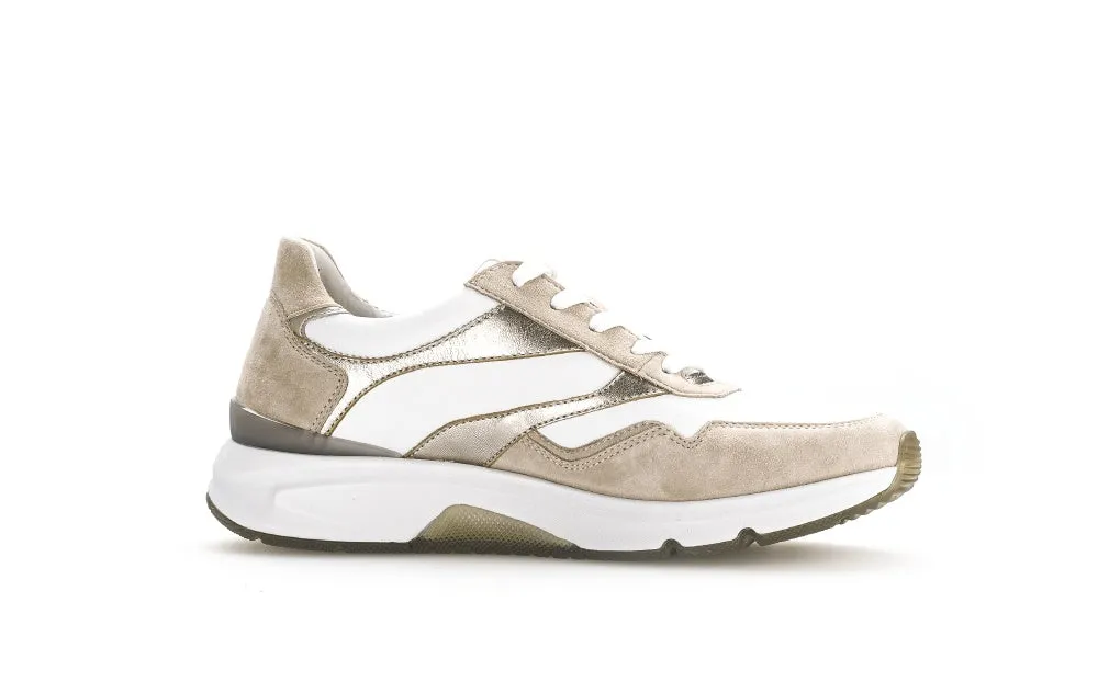 GABOR Cream & White Rolling Soft Trainer 89655