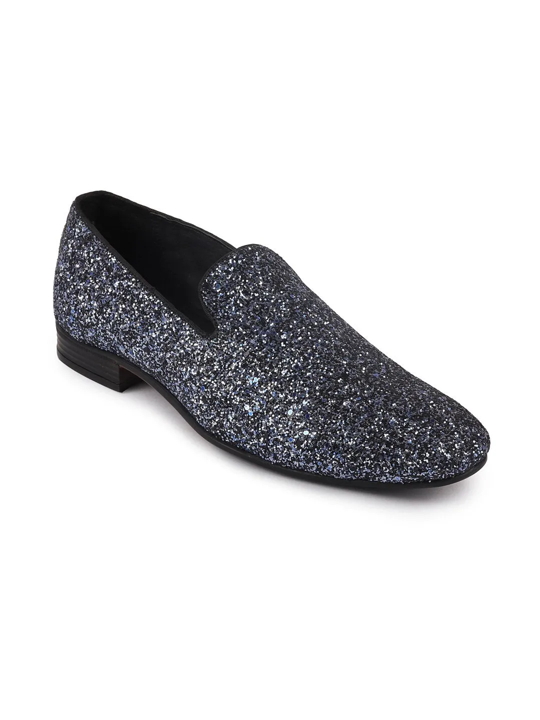 Men Silver Ethnic Party Slip On Loafer