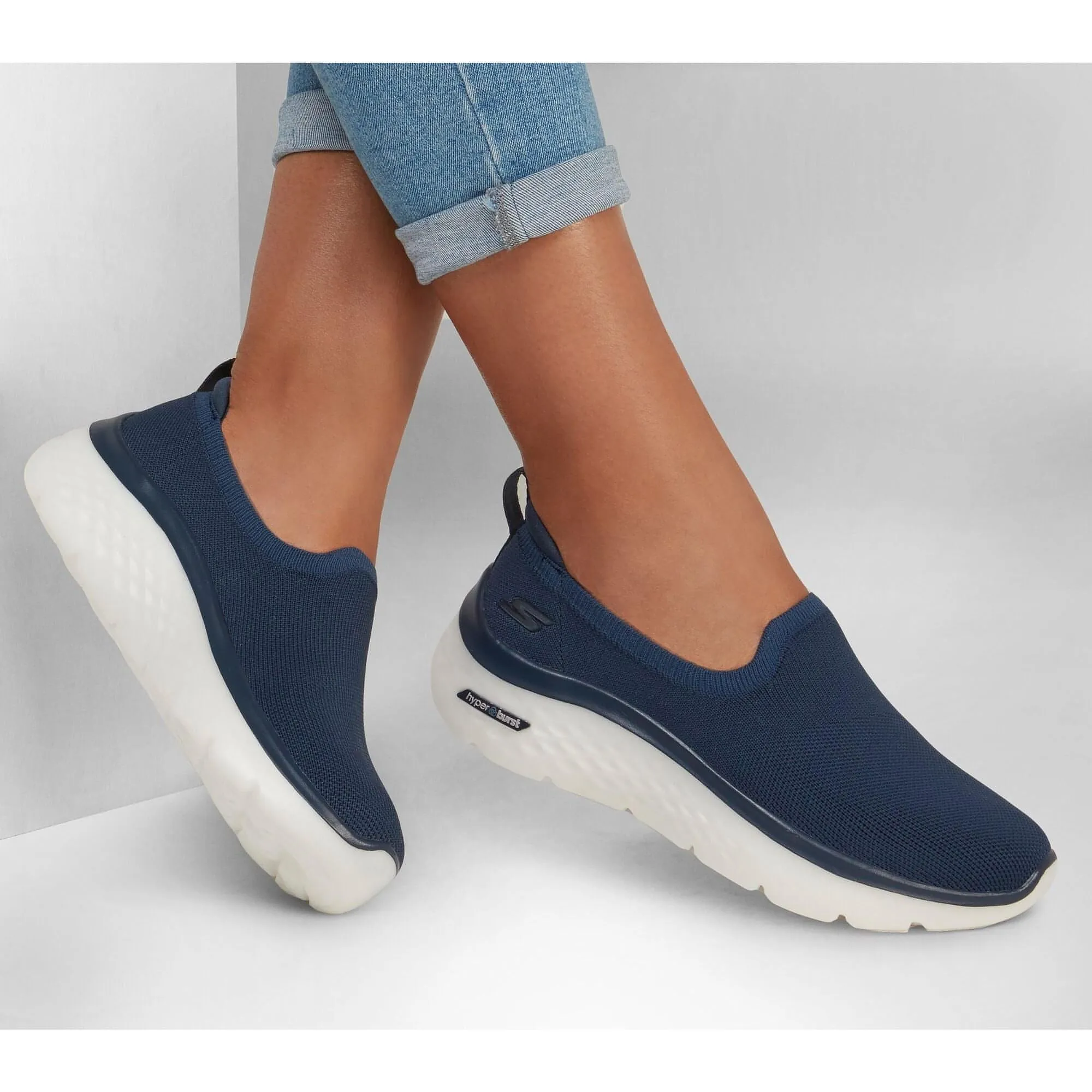 Skechers GoWalk Hyper Burst Slip On Womens Walking Shoes - Navy