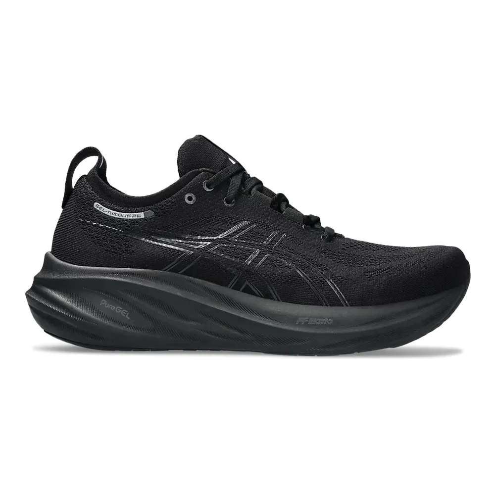 Women's ASICS GEL-Nimbus 26, Black/Black, 11 B Medium