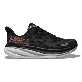 Women's Hoka One One Clifton 9, Black/Rose Gold, 7.5 B Medium