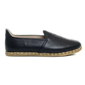 Women's Wrinkled Black Slip On Shoes