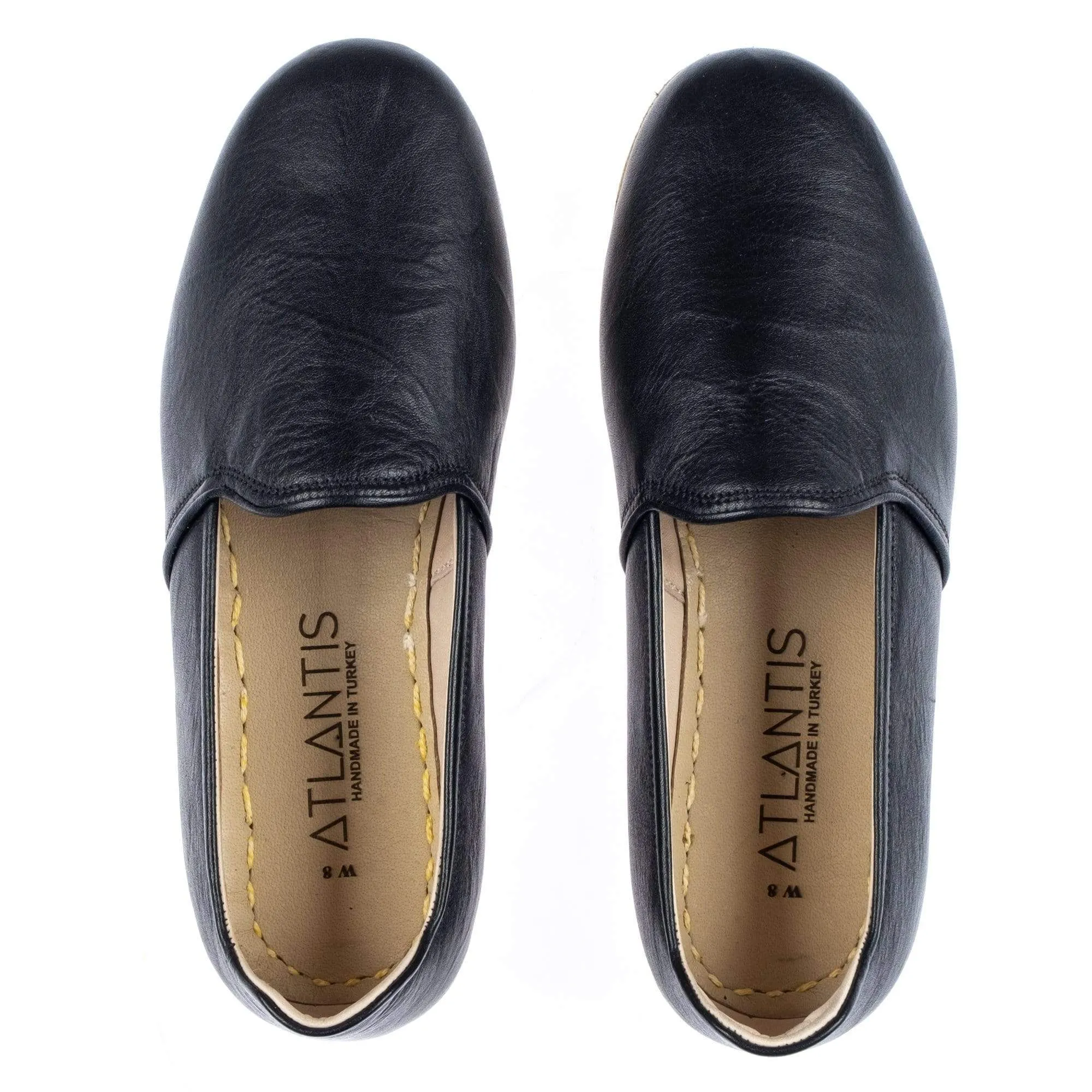 Women's Wrinkled Black Slip On Shoes